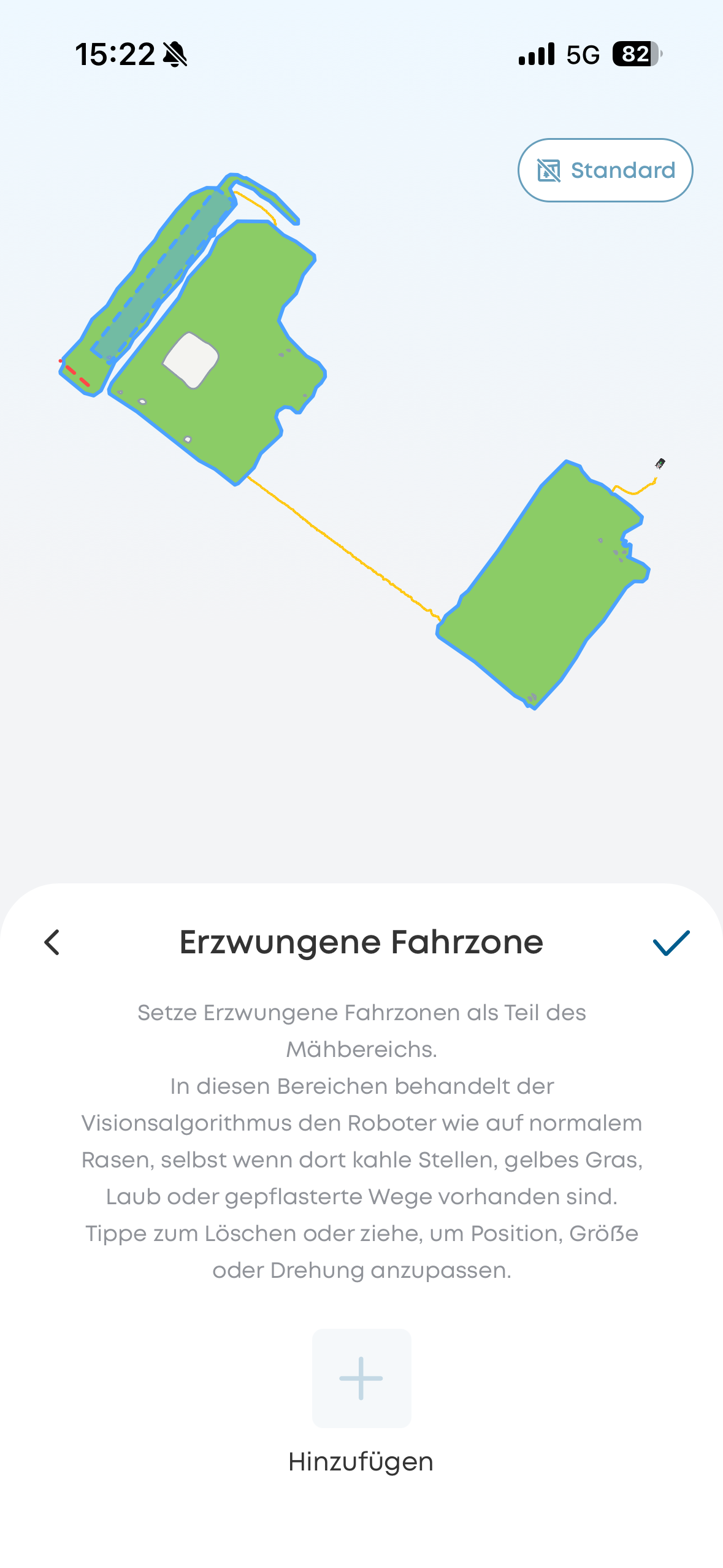 eufy E15 App – Erzwungene Fahrzone: Roboter mäht auch bei kahlen Stellen und gelbem Gras