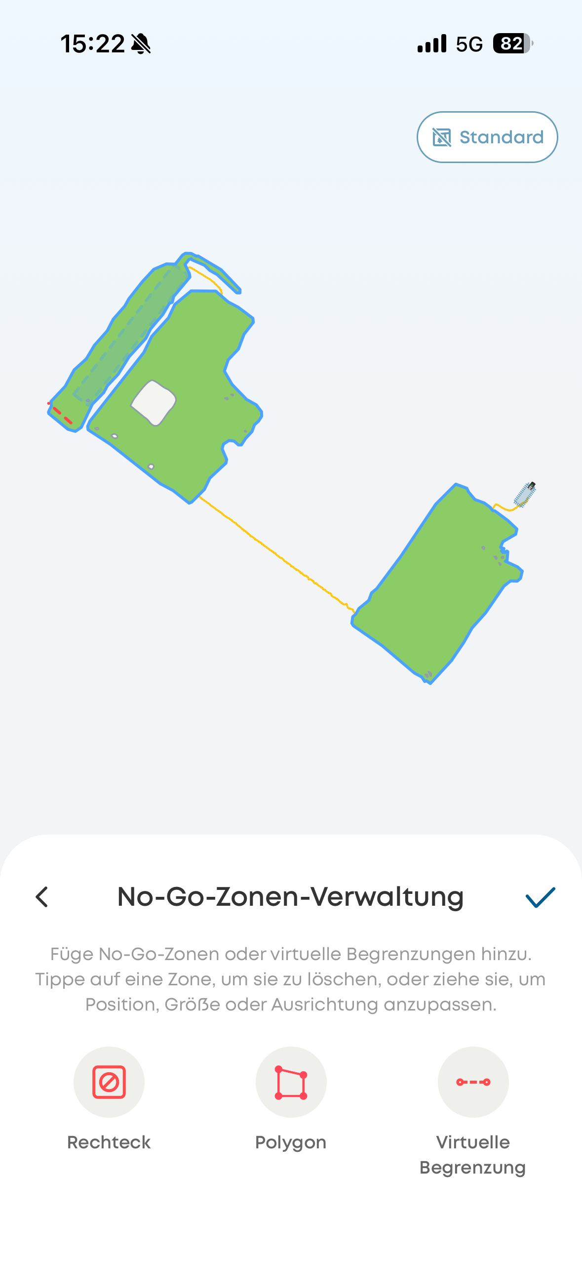 eufy E15 App – No-Go-Zonen-Verwaltung mit Rechteck, Polygon und virtueller Begrenzung